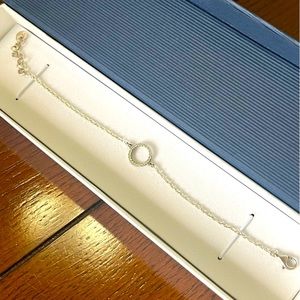 Cute Dainty Diamond Circle Design 925 Sterling Silver Chain Bracelet Adjustable